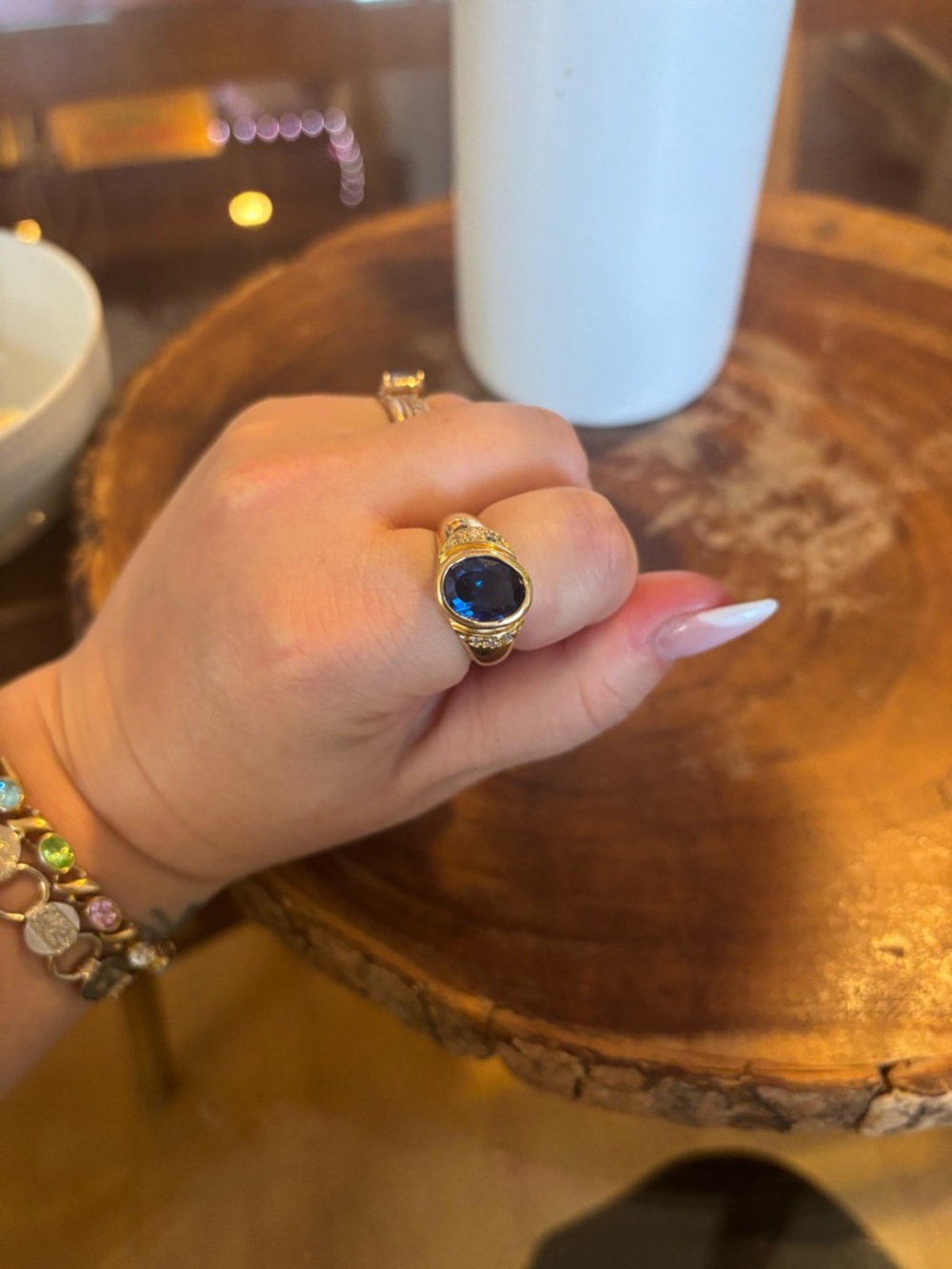 Rare Vintage Offset Bezel Sapphire Ring
